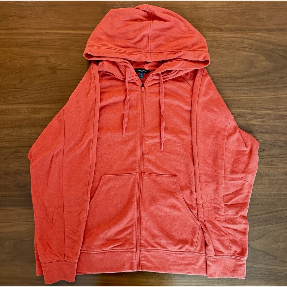 Banana Republic Men's Orange Full Zip Hoodie w/ Pockets Drawstring, XL